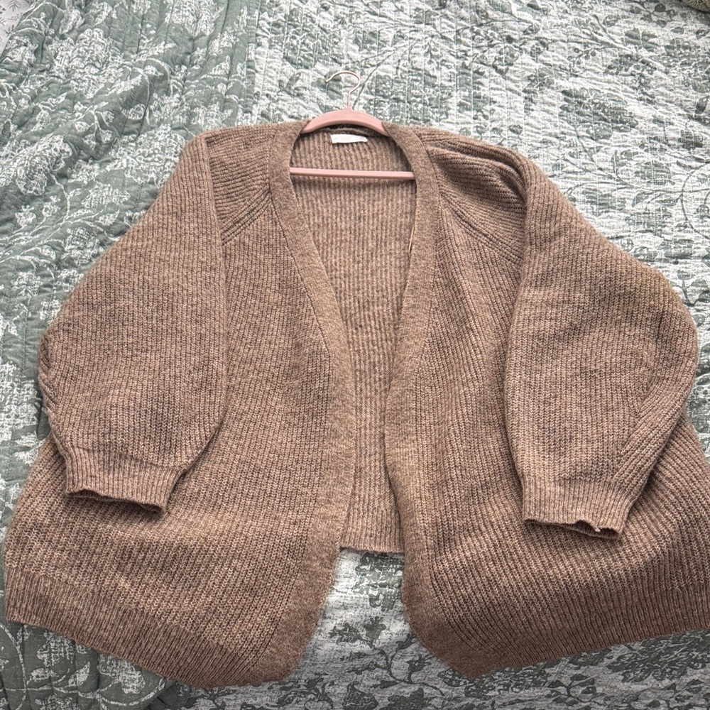 LC Lauren Conrad Brown Open-Front Cardigan